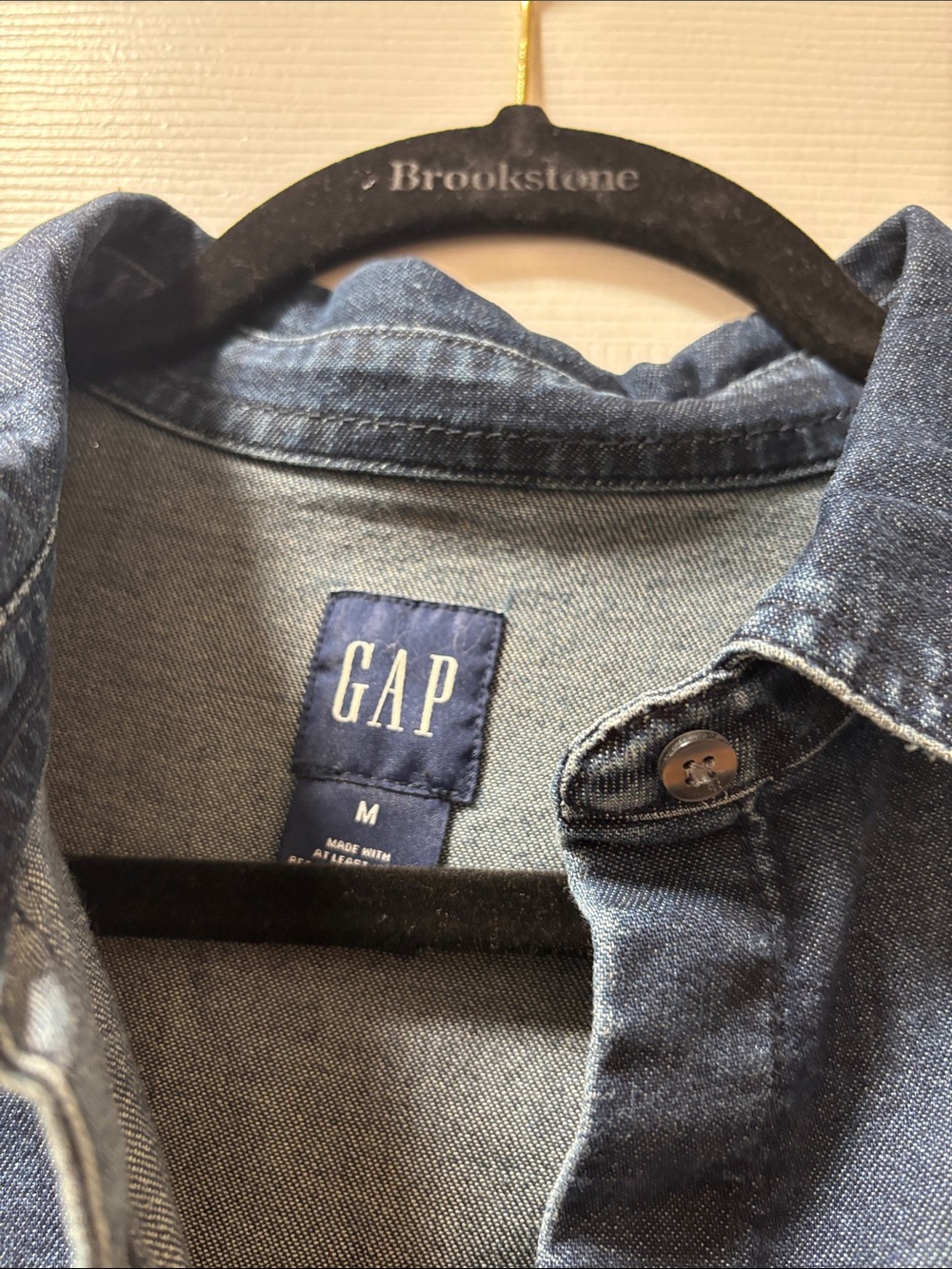 NWOT GAP Indigo Denim Button-Front Long Sleeve Shirt Dress M - Picture 2 of 5